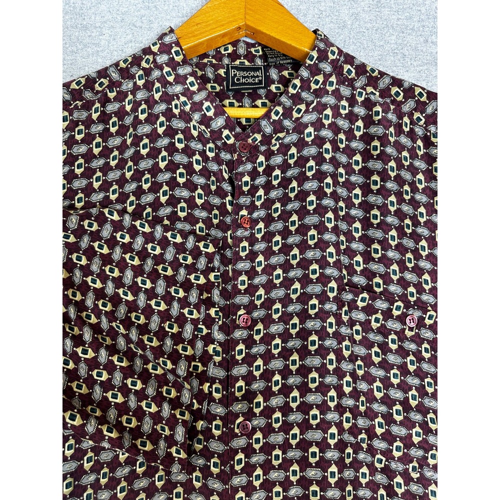Vintage 80s 90S 100%‎ Silk Hawaiian Shirt XXL Personal Choice Mandarin Collar